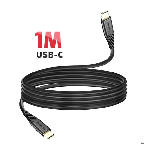 Biloplader 2x USB-C Power Delivery 20W og 30W med USB-C-kabel Swissten Sort