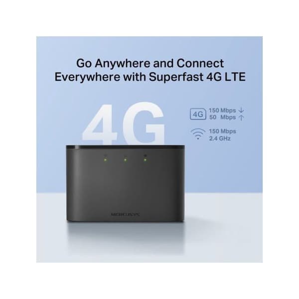Mobilrouter 4G LTE - MERCUSYS - MT110 - 150 Mbps - 10 forbindelser - Sort
