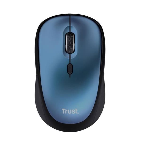 Trust Yvi+ Silent Wireless Mouse med holdbart design, 800-1600 DPI, Ambidextrous, USB, Kompakt - Blå