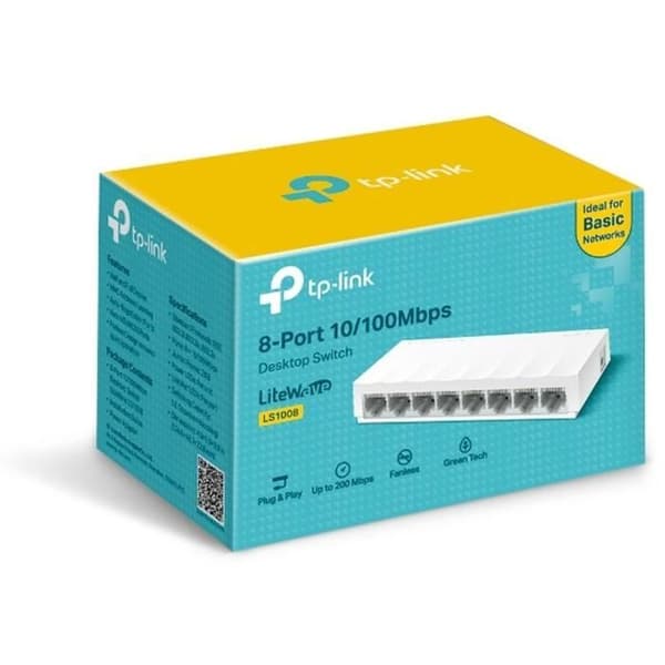 Switch Ethernet - TP-LINK - LS1008 - 8 Porte RJ45 - Plug and Play - Plastikhus