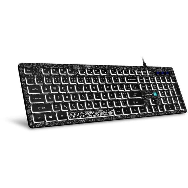 Tastatur - CONNECT - DOODLE - Kablet - Baggrundsbelyst - Støjsvag