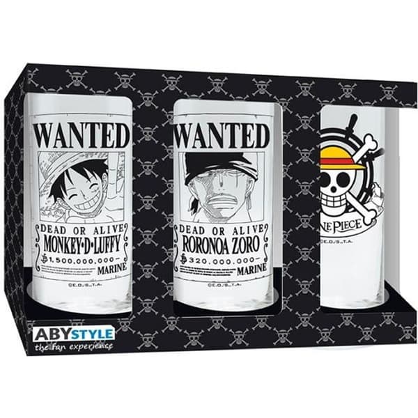 Verres - Efterlyst - One Piece - Pack om 3 - 29 cl - Diskmaskinssäker