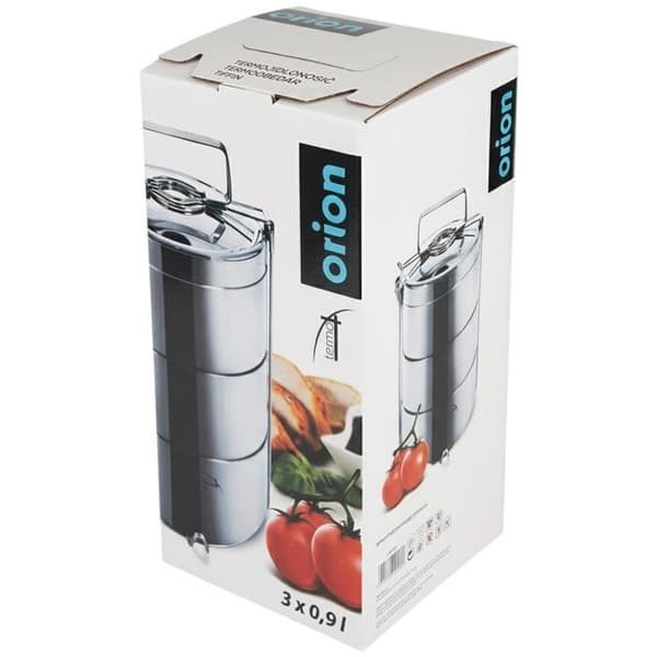 Termisk madkasse - ORION - 3 niveauer - Rustfrit stål - 900 ml pr. beholder - Termisk isolering