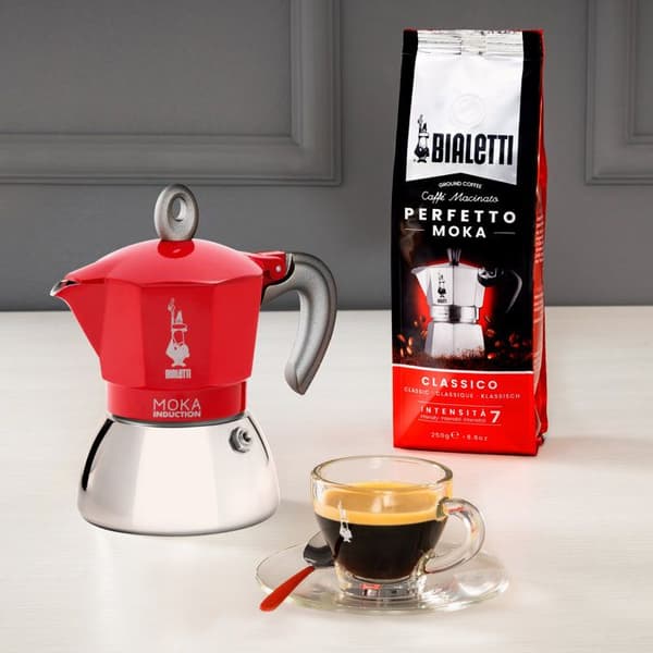 Espressokande - BIALETTI - MOKA Induction - 4 kopper - 150 ml - Rød