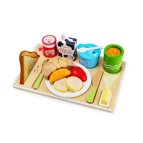 frukostbricka i trä - utbildningsleksak