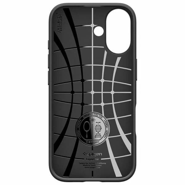 Fleksibel Cover - SPIGEN - Liquid Air - iPhone 17 - Mat Sort - Stødbeskyttelse - Geometrisk Design