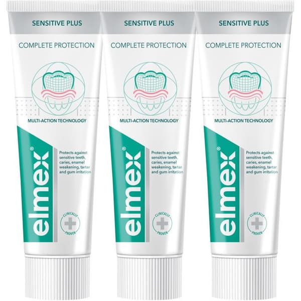 ELMEX Sensitive Plus Skydd komplett 3× 75 ml