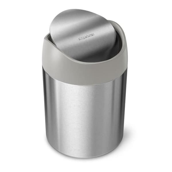 simplehuman Mini Avfallskorg Borstat Rostfritt Stål Med Kullvipp Lock 1,5L