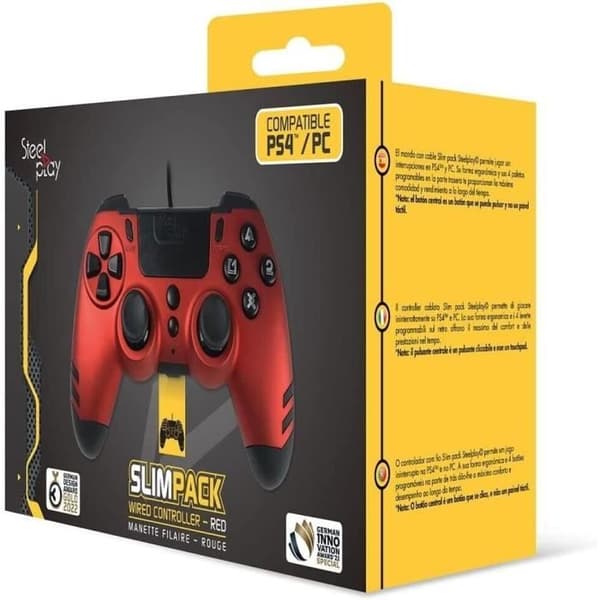 Spilcontroller - Steelplay - Slimpack - Kablet - Dobbelt vibration - Kompatibel med PS4/PC