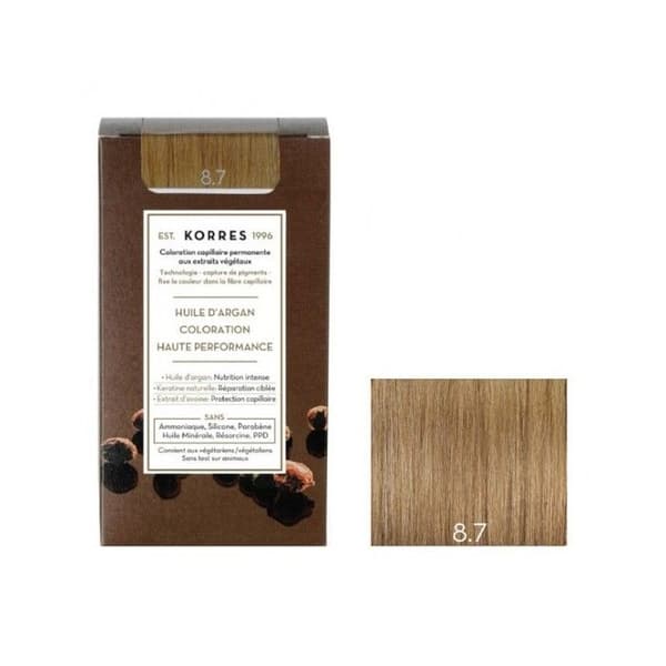 Korres arganolie permanent farvesæt 8.7 lys blond brun