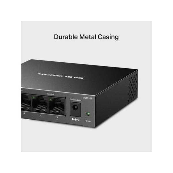 Gigabit Ethernet-switch - MERCUSYS - MS105GS - 5 portar - Metallchassi - Tyst