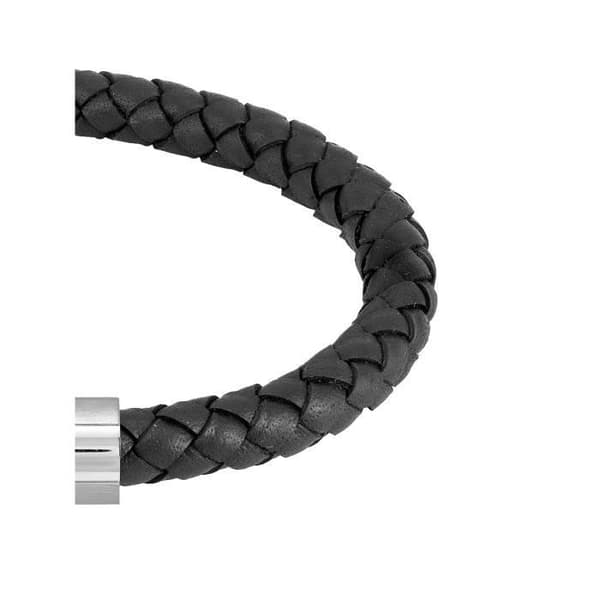 BOSS - Flätad läderarmband - Man - Svart