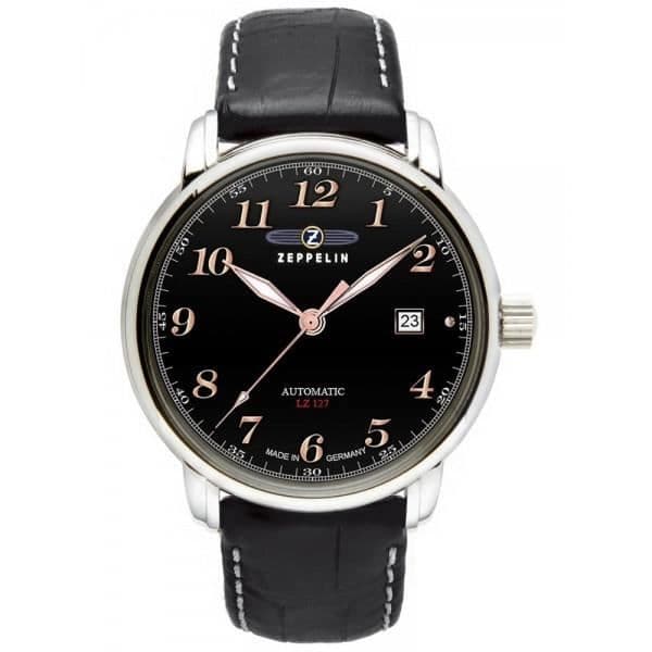 Ur - Zeppelin - LZ127 7656-2 - Sort Læder - Automatisk - 5 Atm