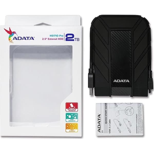 ADATA HD710P 2 TB ekstern harddisk - USB 3.1 - Sort