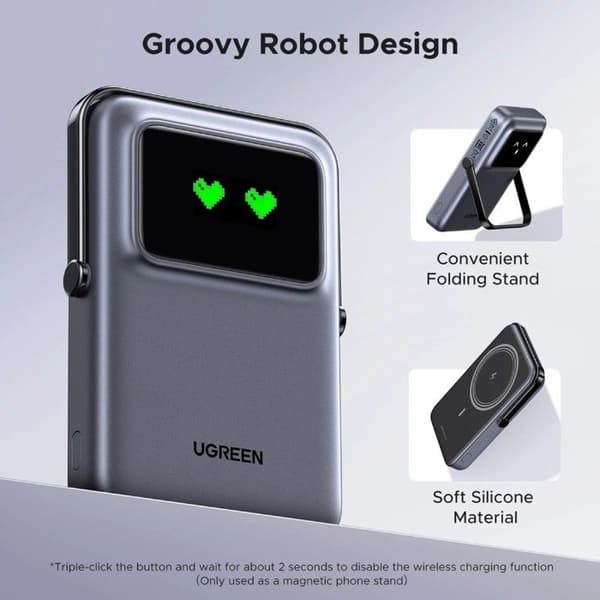 Magnetisk extern batteri - UGREEN - Uno - 10000mAh - 20W USB-C - Fällbart stöd