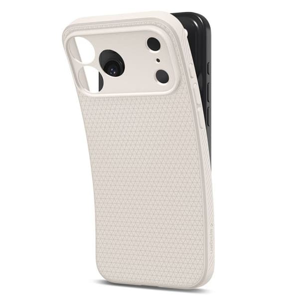 Cover til iPhone 17 Pro - SPIGEN - Liquid Air - Lys grå - Geometrisk mønster - Blødt silikone