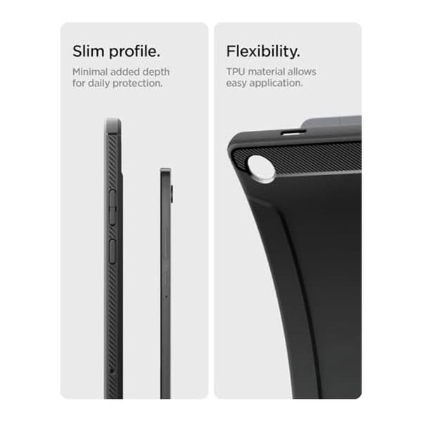 Skydd - SPIGEN - Galaxy Tab A11 Plus - Rugged Armor - Matt kolfiberutseende - Luftkudde