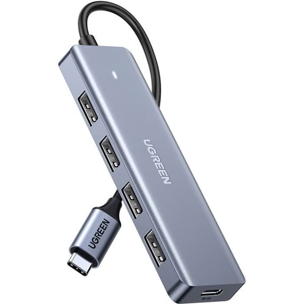 USB-hubb - UGREEN - 4 portar USB 3.0 + USB-C - Grå