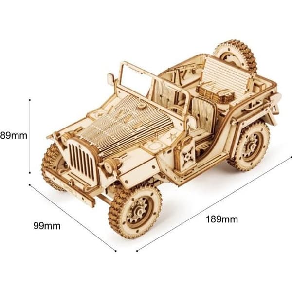 Træmodel - ROBOTIME - Jeep - 369 styk - Til at samle selv - Blandet