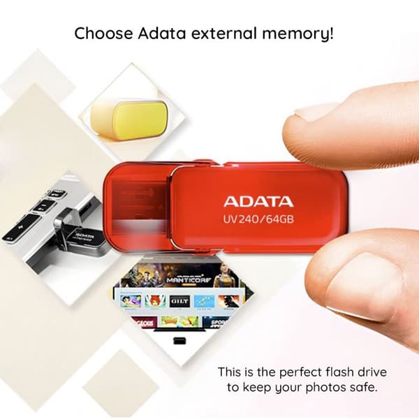 USB-minne - Adata - AUV240-64G-RRD - 64 GB - USB 2.0 - Röd