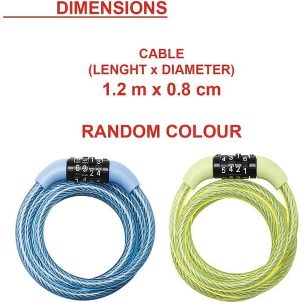 MASTER LOCK Cykellåskabel [1,2 m kabel] [Kombination] [Udvendigt] [Tilfældig farve] 8143EURDPROCOL