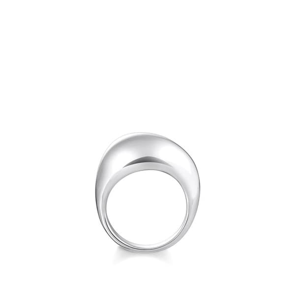 Organisk ring i vattendroppeform i silver