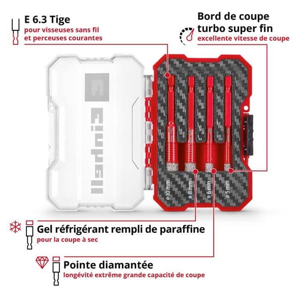Einhell XS-CASE Set med 4 diamantborrar för kakel