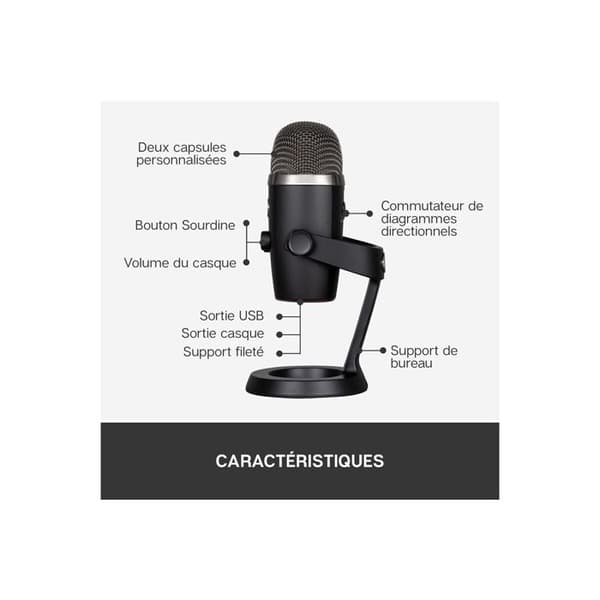 USB Mikrofon - Blå - Yeti Nano - 24 bit - Kompakt design - Ideel til podcasting