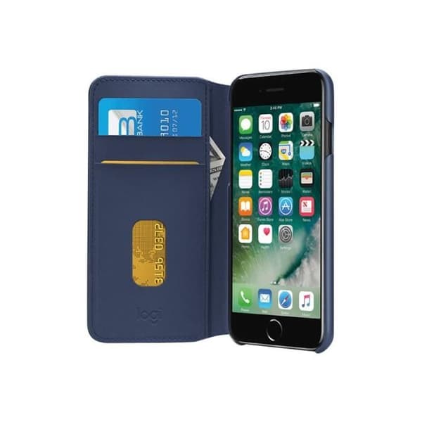 Plånboksfodral - LOGITECH - Hinge - Flexibel - Tekniskt tyg - Blå för iPhone 7