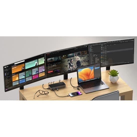 Dockingstation - Satechi - Triple Display 4K - USB-A og USB-C - 100W strømforsyning - Grå