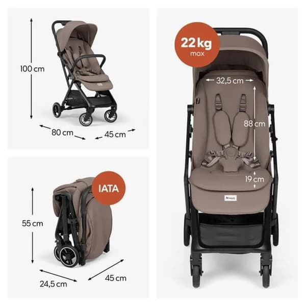 HAUCK - Kompakt barnvagn Fly N Care Mocha