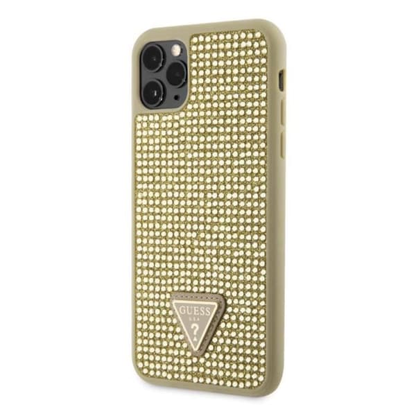 Coque bagtil iPhone 11 Pro Max prydet med små sten Guess i guld