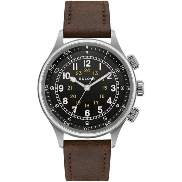 Ur - BULOVA - 96A245 - Mekanisk - Sort - Brun Læder