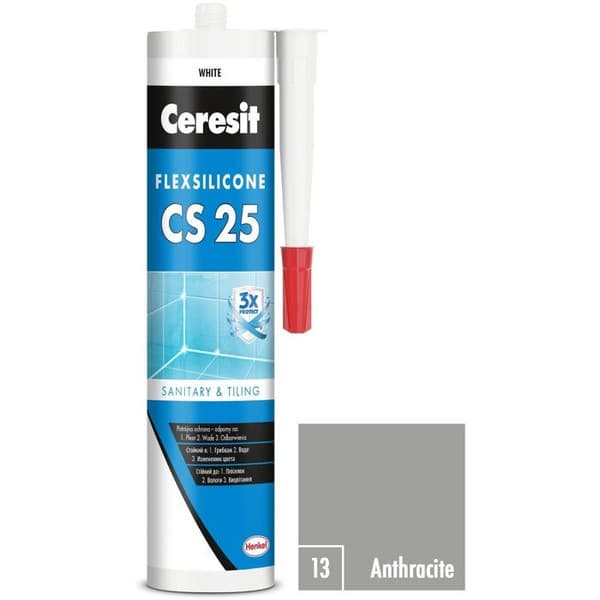 Ceresit Sanitära silikon CS 25 antracit, 280 ml
