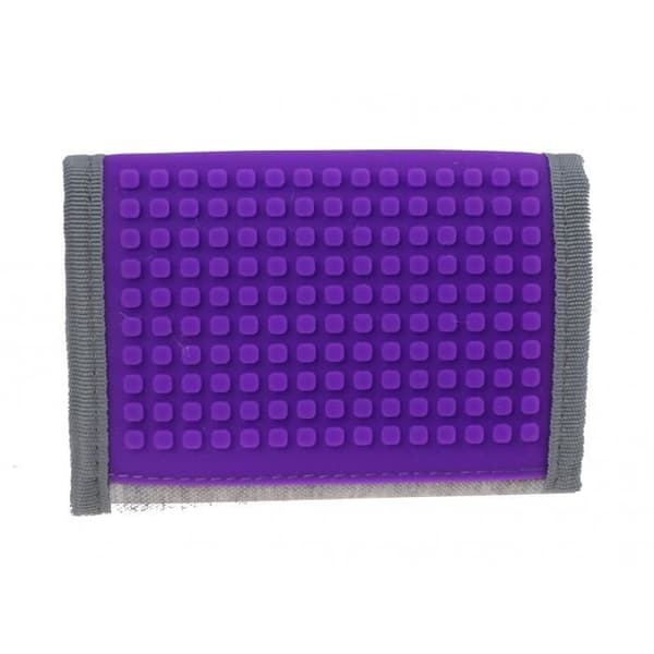 Plånbok - 13 cm - Grå/Lila - Polyester - Dragkedja