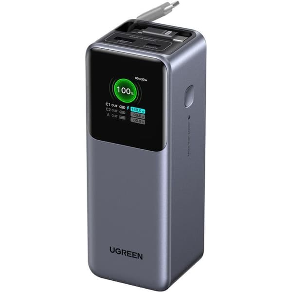 Ekstern batteri - UGREEN - 165W - USB-A og USB-C - Sammenklappelig - Sort