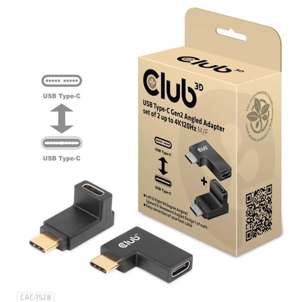 USB kabel - CLUB 3D - CAC-1528 - USB 3.2 Gen 2 - USB C stik - Sort