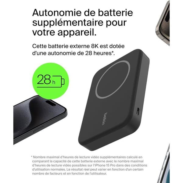 Magnetisk extern batteri - BELKIN - Svart