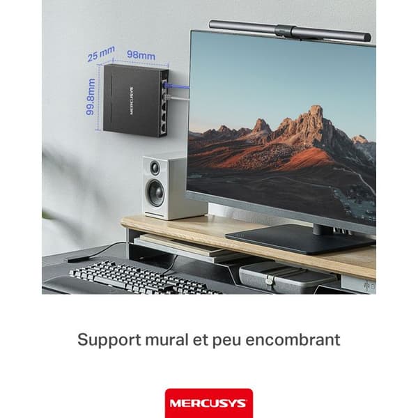 Switch til skrivebord - MERCUSYS - MS105GS-M2 - 5 porte 2,5 Gbps - Metalhus - Plug & Play