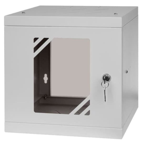 Rack Skab 10" 6U, 300MM Glasdør, Grå
