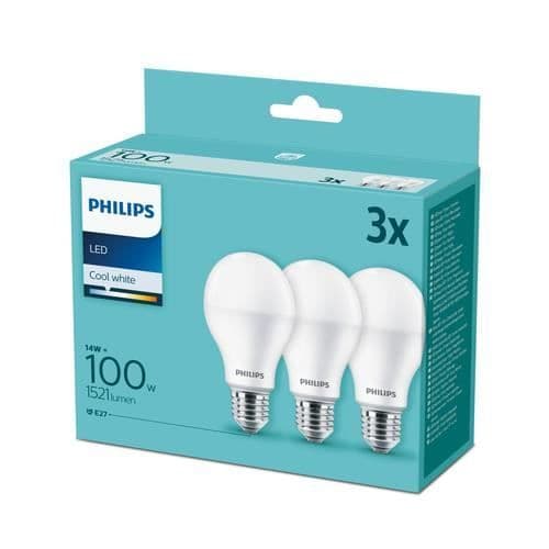 PHILIPS LED LAMPE E27 3-PACK 100W 4000K PHILIPS BY SIGNIFY 929002306903