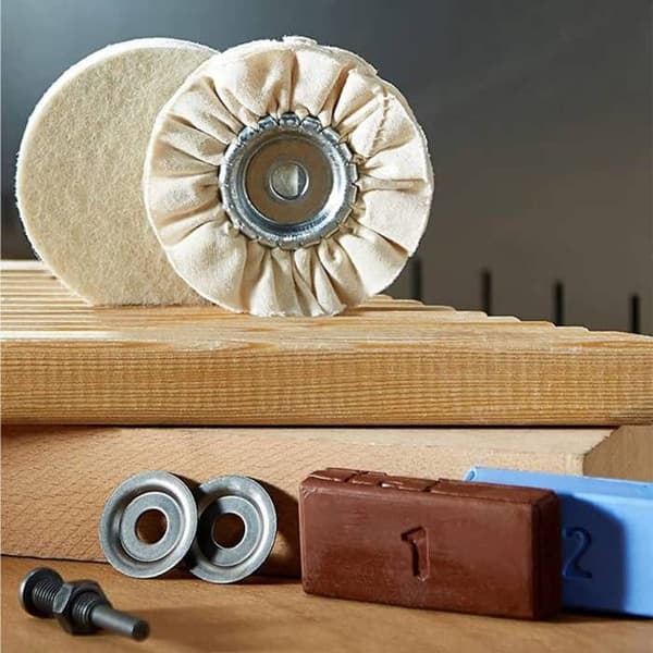 Poleringssæt - WOLFCRAFT - 2178000 - 5 Værktøjer - Filtdisk - Bomuldsdisk
