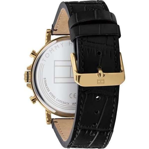 Tommy Hilfiger - Herreur - Quartz - Multi-Urskiver - Sort Læderrem - 1710417