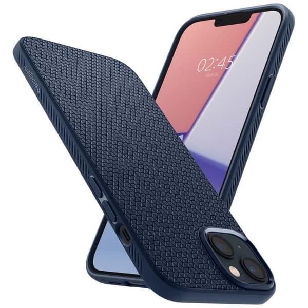 Coque - SPIGEN - Liquid Air - iPhone 14 - Mørkeblå - Fleksibel - Air Cushion™