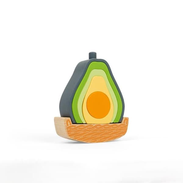 BigJigs legetøj Rocking Avocado stablebart sanseligt holdbart