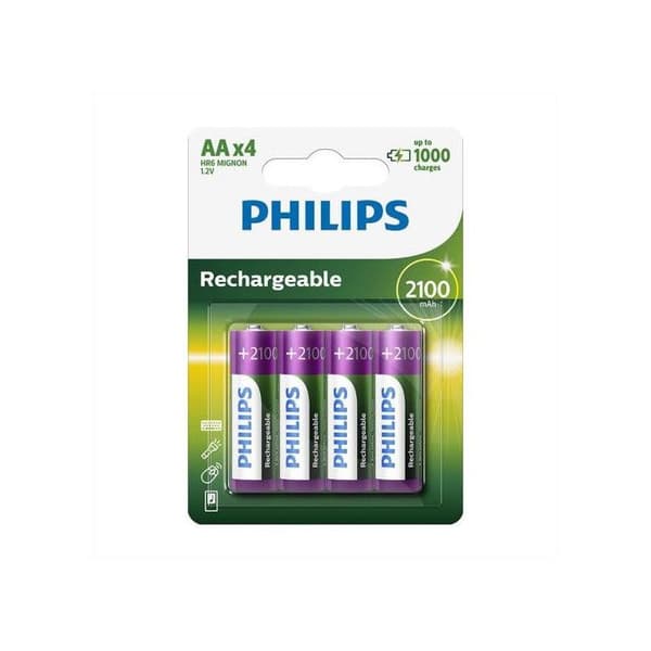 Pack med 4 uppladdningsbara Philips AA LR6 2600 mAh