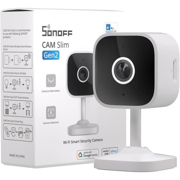 Inomhus säkerhetskamera - SONOFF - CAM-S2 - Rörelsedetektering - Programmerbar alarm - Nattvision