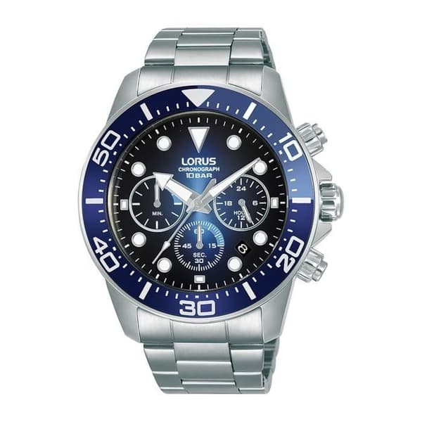 Ur - LORUS - Blå kronometer - Stålrem - 43 mm - Datofunktioner