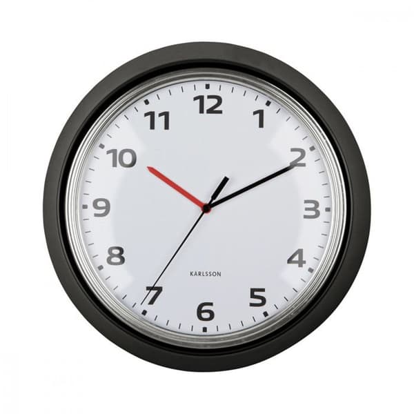 Väggklocka Modern Retro D34cm - Present Time - Svart -