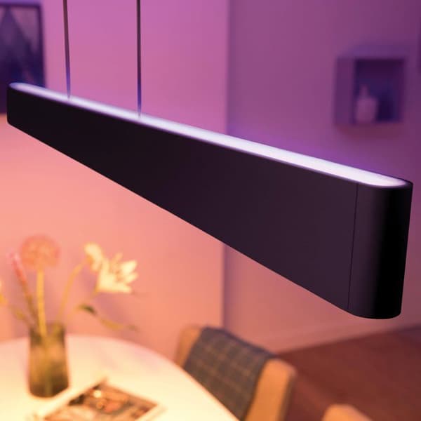 Suspension LED - metal - lineær - moderne - sort - spisestue